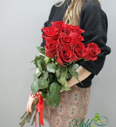 9 Premium Dutch Red Roses 80-90 cm photo 394x433