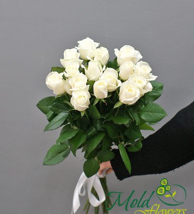 15 white roses 60-70 cm photo 394x433