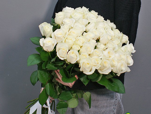 51 white roses 60-70 cm photo