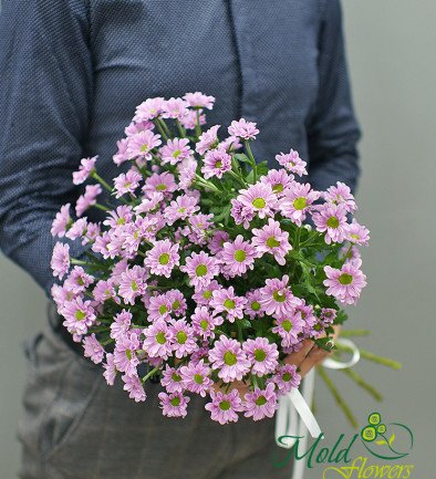 Bouquet of 9 branches of pink chrysanthemums photo 394x433