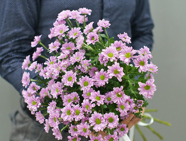 Bouquet of 9 branches of pink chrysanthemums photo