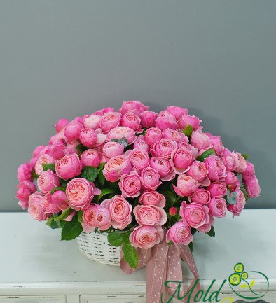 Basket with peony roses Silvia Pink (pre-order, 10 days) photo 394x433