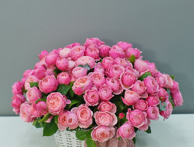 Basket with peony roses Silvia Pink (pre-order, 10 days) photo