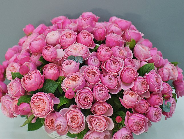 Basket with peony roses Silvia Pink (pre-order, 10 days) photo