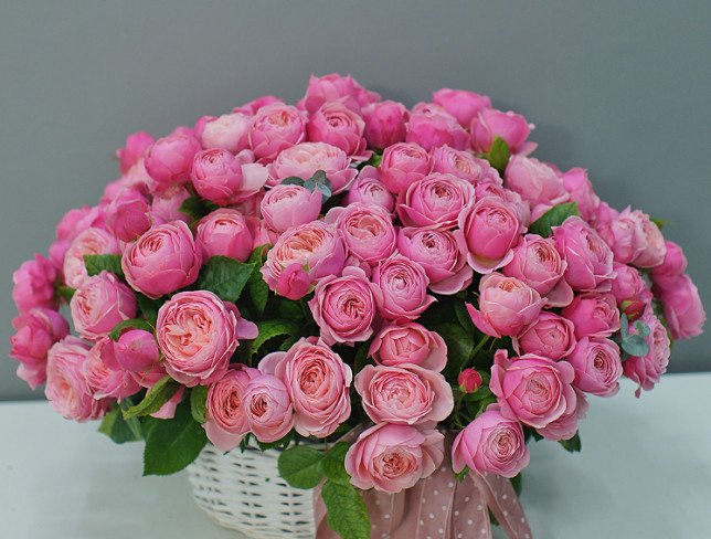 Basket with peony roses Silvia Pink (pre-order, 10 days) photo