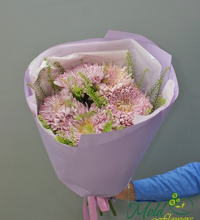 Bouquet of pink chrysanthemums "Lilac Dream" photo 394x433