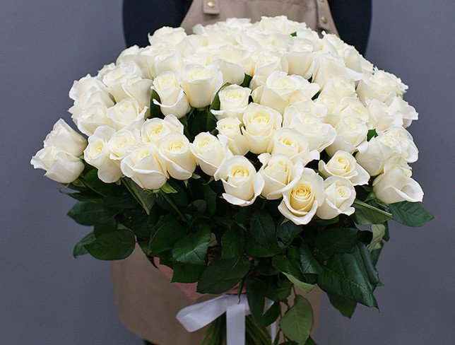 75 white Dutch roses 50-60 cm photo