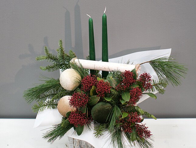 New Year composition in a decorative box №4 photo