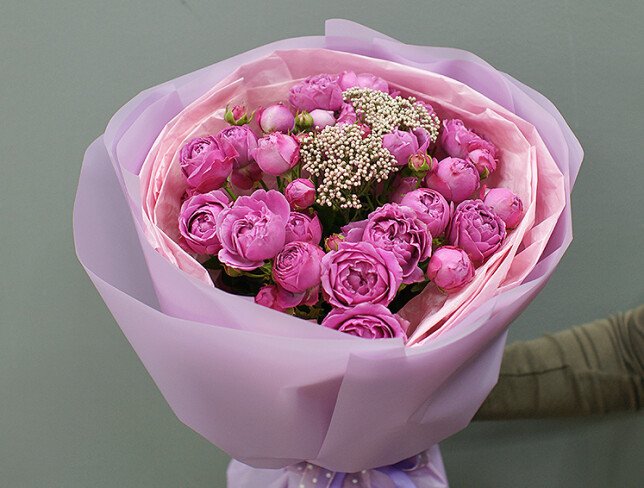 Bouquet of pink peony roses "Pink Cloud" photo