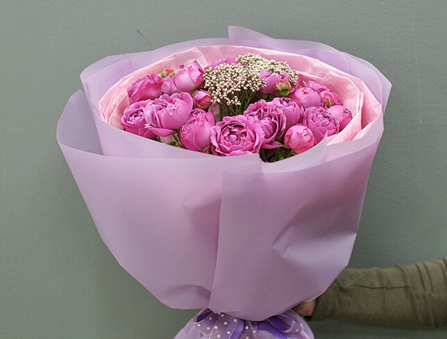 Bouquet of pink peony roses "Pink Cloud" photo