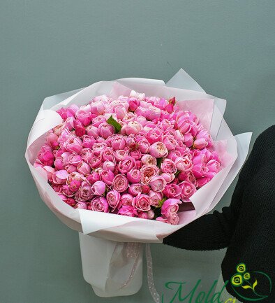 Bouquet of pink bush roses "Cloud of tenderness" (pre-order, 10 days) photo 394x433