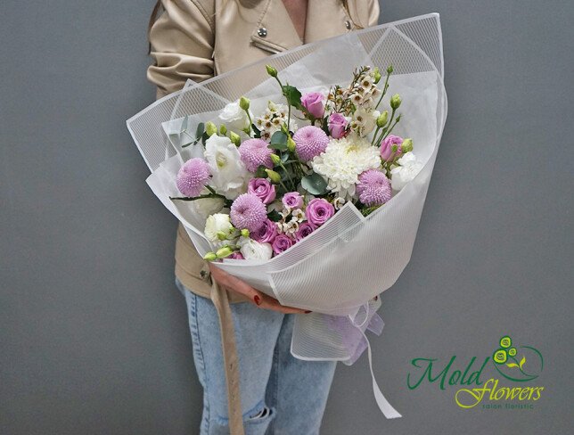 flori buchete - buchet gingas din crizanteme si trandafiri livrare flori în Chișinău