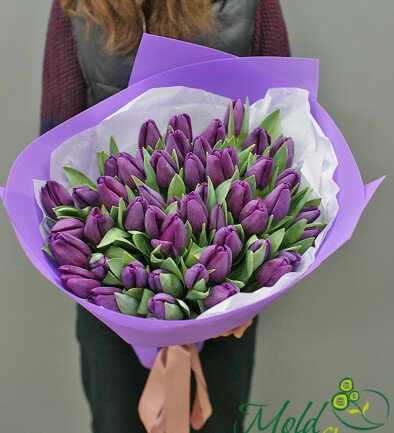 Buchet din 51 lalele mov
