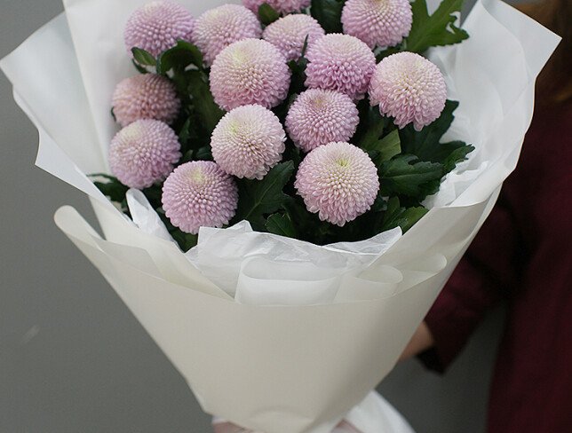 Bouquet of 15  pink chrysanthemums "momoko" type photo