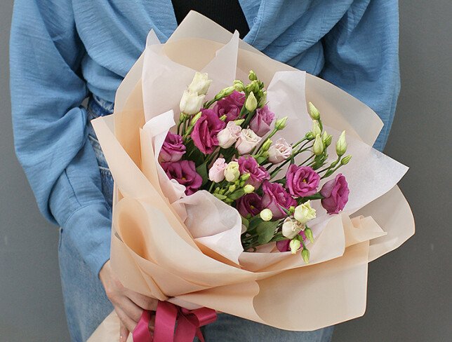 Bouquet of pink eustomas "Melody of spring" photo