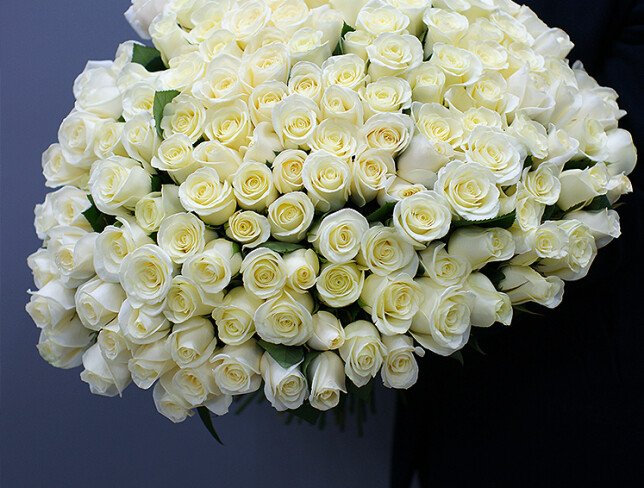 Bouquet of 201 white roses 60 cm photo