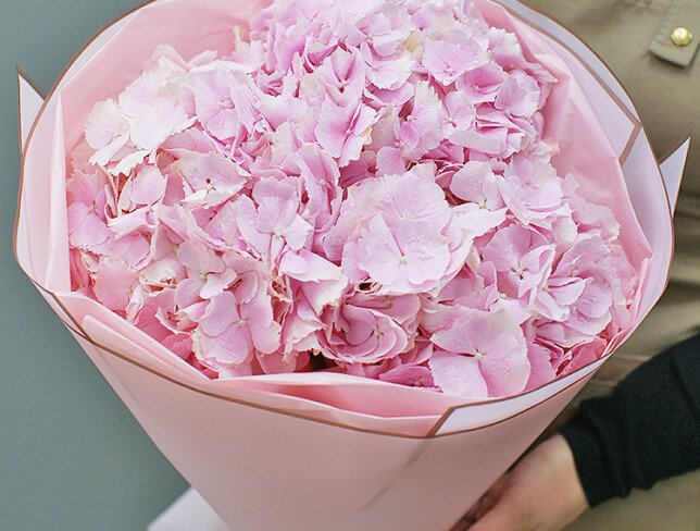 Bouquet of 3 pink hydrangeas photo