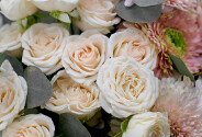 Buchet din trandafiri de tufa si gerbere roz — foto 4