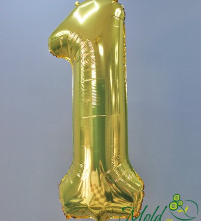 Balon cifra din folie "1" auriu foto 394x433