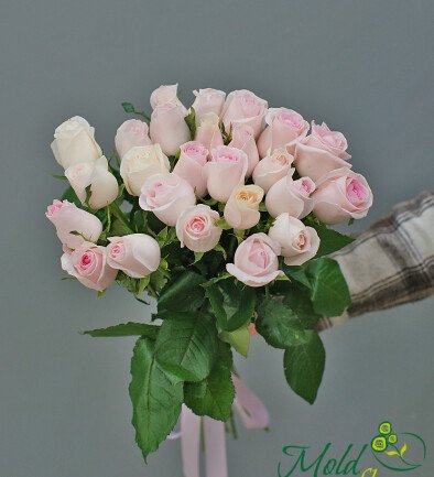 Buchet din 25 trandafiri roz pal 50 cm foto 394x433