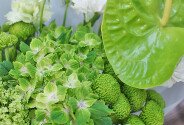 Bouquet with green hydrangea and anthurium “Emerald Dawn” — photo 2