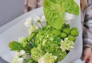 Bouquet with green hydrangea and anthurium “Emerald Dawn” — photo 4