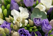 Bouquet of purple lisianthus and white freesias — photo 2
