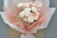 Bouquet of soft pink gerberas and spray roses "Delicate Nature" — photo 2