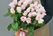 Bouquet of 35 pale pink roses 50 cm — photo 1