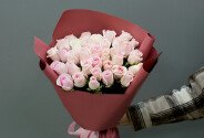 Buchet din 35 trandafiri roz pal 40 cm — foto 1