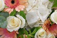 Bouquet of white hydrangea and pale pink gerberas — photo 2