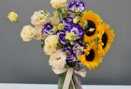 Vaza + Buchet din floarea-soarelui si eustome — foto 5