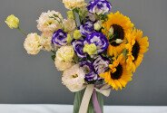 Vaza + Buchet din floarea-soarelui si eustome — foto 3