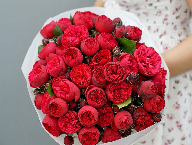 Buchet din trandafiri rosii de tip bujor „Red Piano” foto