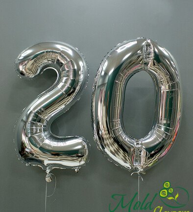 Set baloane din folie numarul ''20'' argintii foto 394x433