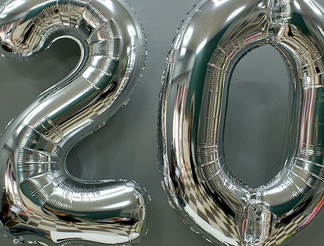 Set baloane din folie numarul ''20'' argintii foto