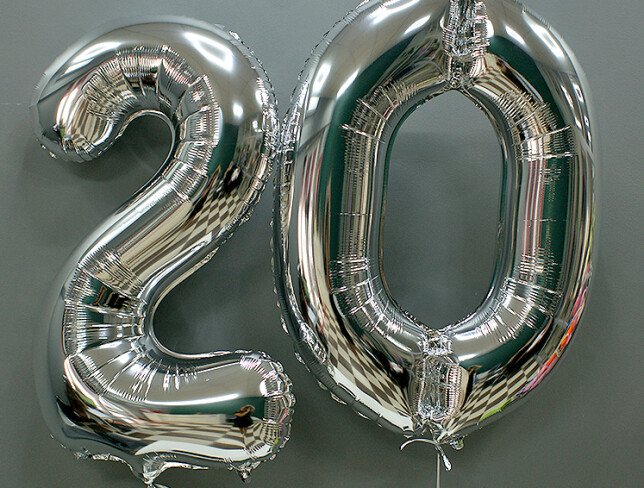 Set baloane din folie numarul ''20'' argintii foto