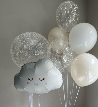 Set de baloane albe cu heliu "Welcome, Baby" foto 394x433