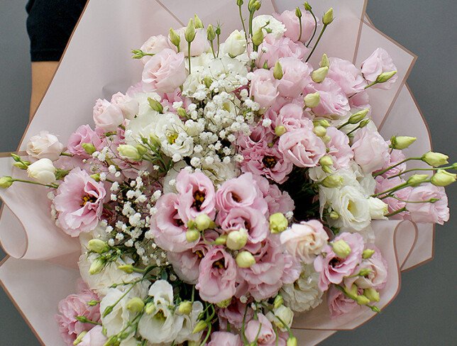 Bouquet of pink and white eustoma “Delicate Embrace” photo