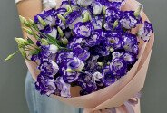 Buchet din 15 eustoma alb-violet — foto 2