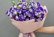 Buchet din 15 eustoma alb-violet — foto 3