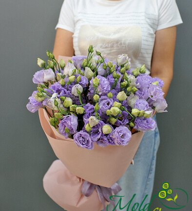 Buchet din 15 eustoma mov foto 394x433