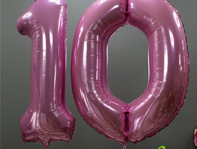 Set baloane din folie numarul ''10'' roz foto