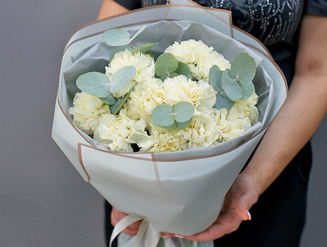 Buchet din dianthus galben pal foto