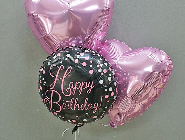Foil Balloon Set with Helium "Birthday with Love" photo