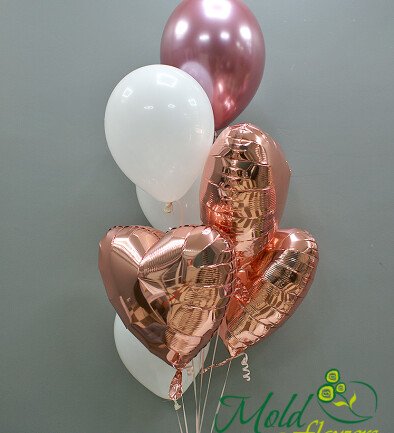 Set of white and rose-gold balloons photo 394x433
