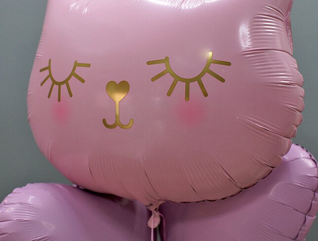 Set of pink foil balloons “Cat with Crown” photo