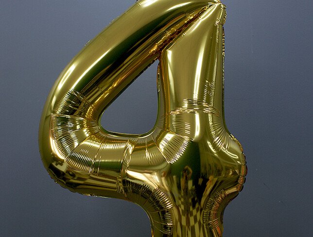 Balon cifra din folie "4" auriu foto