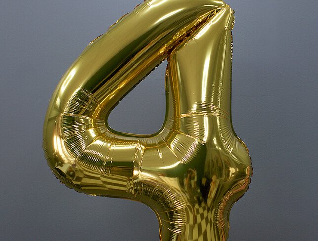 Balon cifra din folie "4" auriu foto