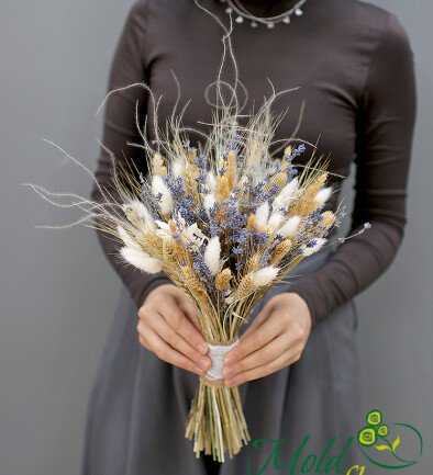 Buchet de mireasa din lavanda si spice de griu foto 394x433